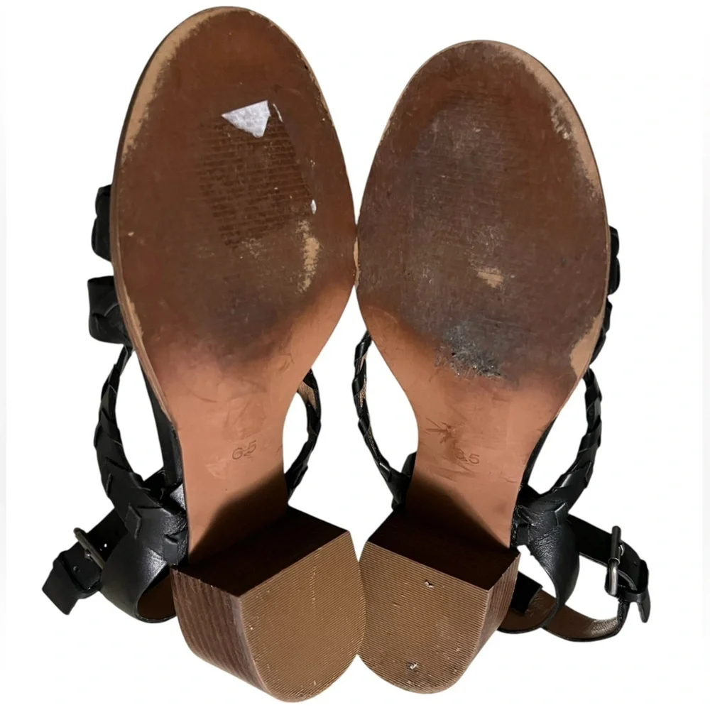 Madewell Marta whipstich black leather block heel with ankle strap - Picture 8 of 9